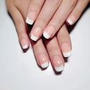 French False Nails Chic Nude White Short Square Tips Glue