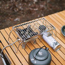 Portable Folding Campfire Grill Stand for Outdoor BBQ Use