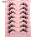 NEW 7Pairs Lashes manga Lashes 3D Clear Band Lashes Natural Look Wispy Mink Eyelashes Fluffy Cat Eye Lashes Pack Fake Eyelashes  ourlum.com 7pairsLF06  