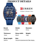 Men's CURREN Casual Chronograph Quartz Watch Blue Strap