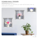 3 Pcs 3D Three-Dimensional Simulation Window Flower Wall Sticker Vase Household Decor