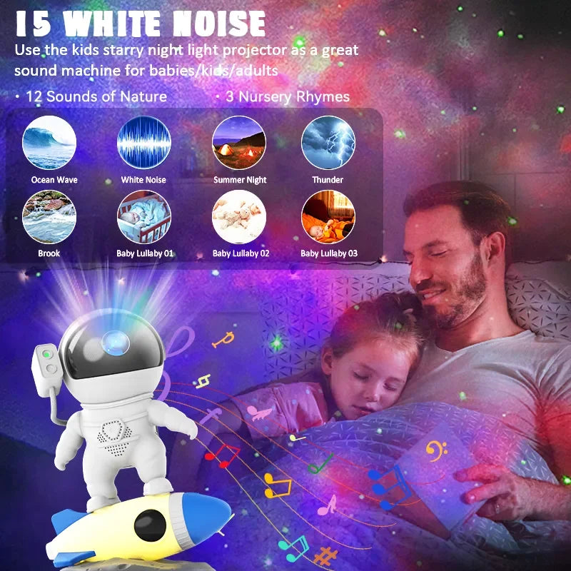 Kids Rocket Astronaut Star Projector Night Light with Remote Control 360 Adjustable Design Nebula Galaxy Lighting for Children