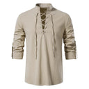 2023 Men's Vintage Cotton Linen Casual Shirt Stylish Long Sleeve Tee