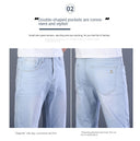 Brand Top Classic Style Men Light Blue Denim Trousers