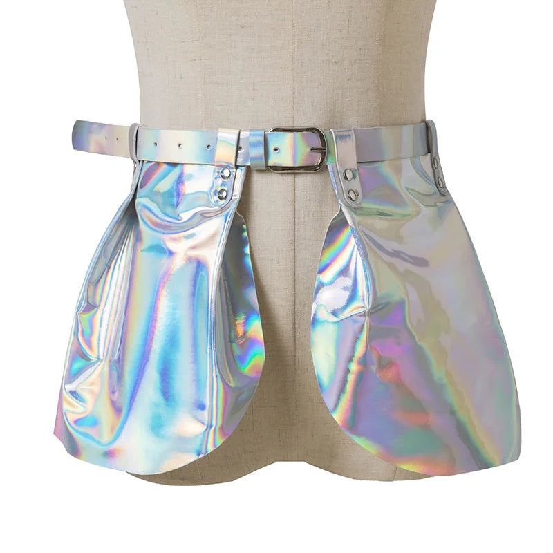 Luxury Gothic Faux Leather Peplum Skirt with Adjustable Belt - Women's Harness Dress  OurLum.com   