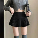 HOUZHOU Woolen Pleated Skirt Korean Cute Sexy A-Line Mini