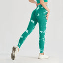 Tie Dye Bleach Yoga Leggings Sculpting Tummy Control Butt Lift