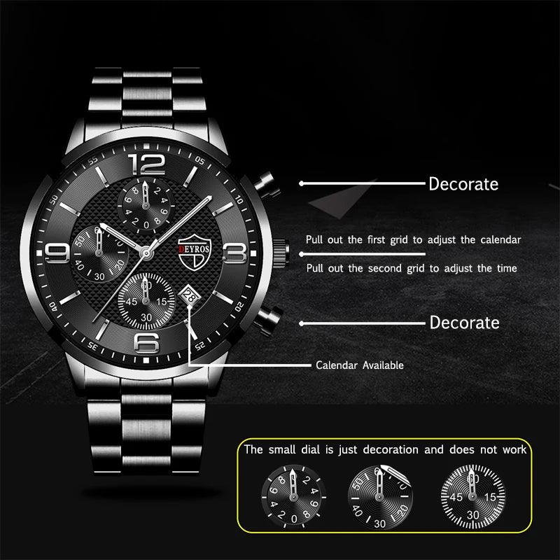 Luxury Stainless Steel Men's Business Watch with Luminous Hands - Elegant Timepiece for Men  OurLum.com   