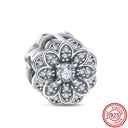 Crown Flowers Heart Silver Bead Charm Elegant Pandora Accessory