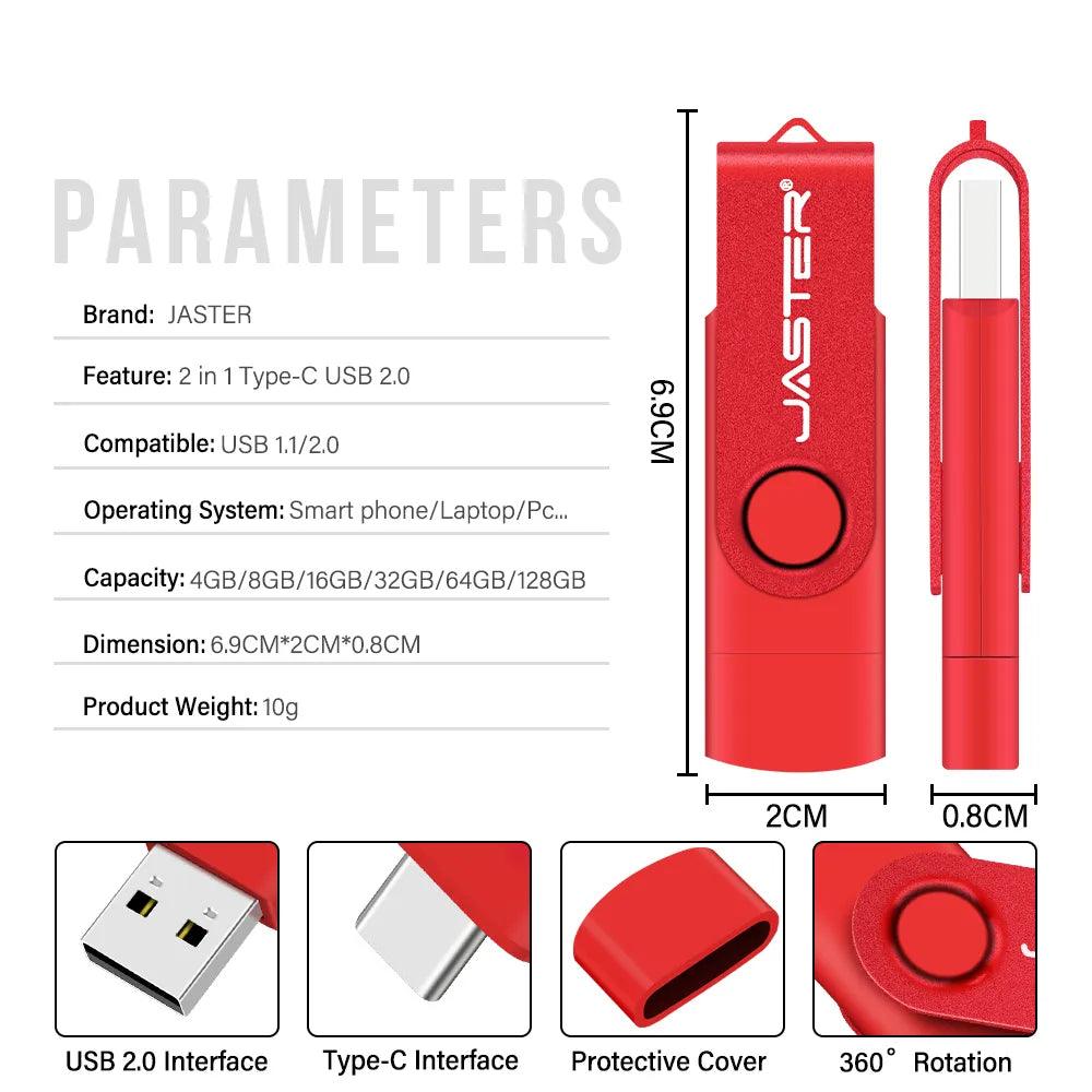 JASTER Red Rotatable USB Flash Drive: Stylish Gift for Fast Data Transfer  ourlum.com   