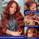 Luxury Brazilian Body Wave HD Lace Front Wig Reddish Brown