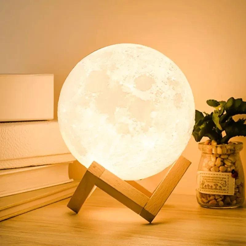 LED Night Light 3D Printing Moon Lamp with Stand 8CM/12CM Battery Powered  Table Lamp Bedroom Decor Starry Moon Light for Kids  ourlum.com   