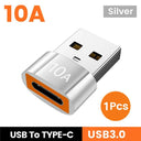 USB-C 10A OTG Data Adapter for Macbook, , Samsung S20 - Fast Connectivity Solution  ourlum.com Silver 1PCS  