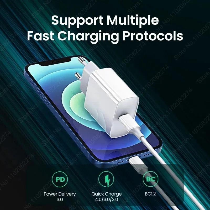 20W Fast Charging USB Type C Charger for Apple iPhone 15 14 13 12 11 Pro Max Mini Plus XR XS - Data Cable Included  ourlum.com   