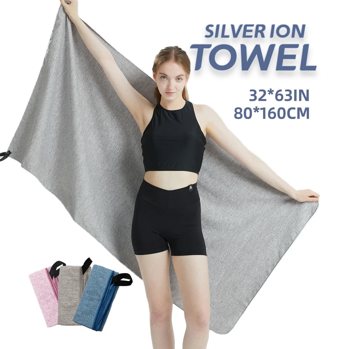 Quick-Drying Silver Ion Microfiber Gym Towel - Odor-Free, Highly Absorbent & Lightweight Workout Essential