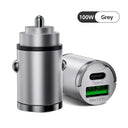  Car Charger PD Fast Charging Dual Chips for iPhone Samsung Huawei  ourlum.com 100W Grey  