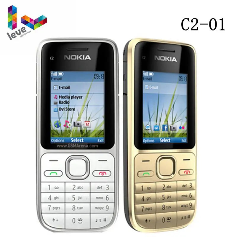 Used Nokia C2 C2-01 GSM Mobile Phone English&Hebrew Keyboard Support The Logo on Button Unlocked 2G 3G Cellphone