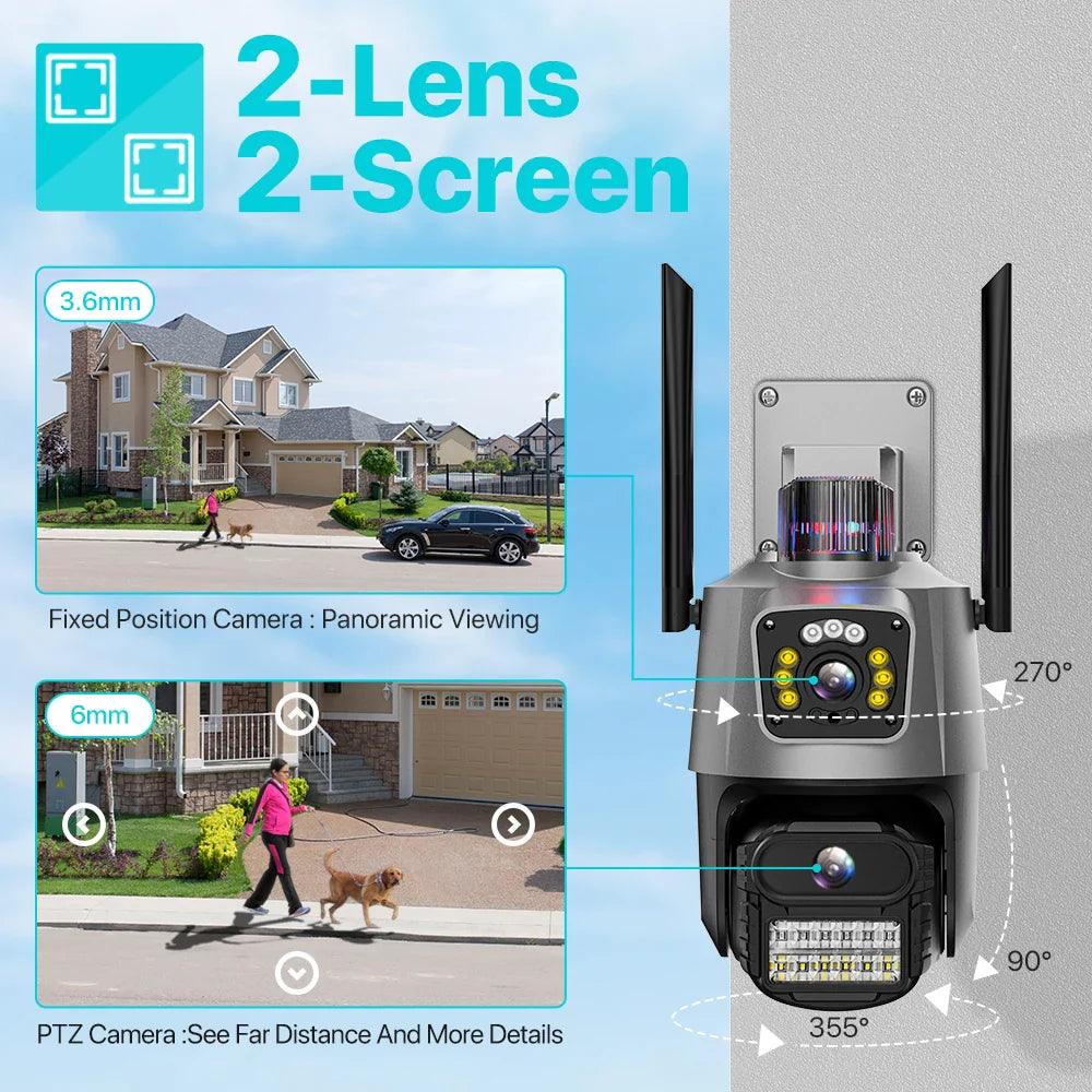 Outdoor Dual-Lens Wifi Surveillance Camera: Enhanced AI Tracking & Night Vision  ourlum.com   