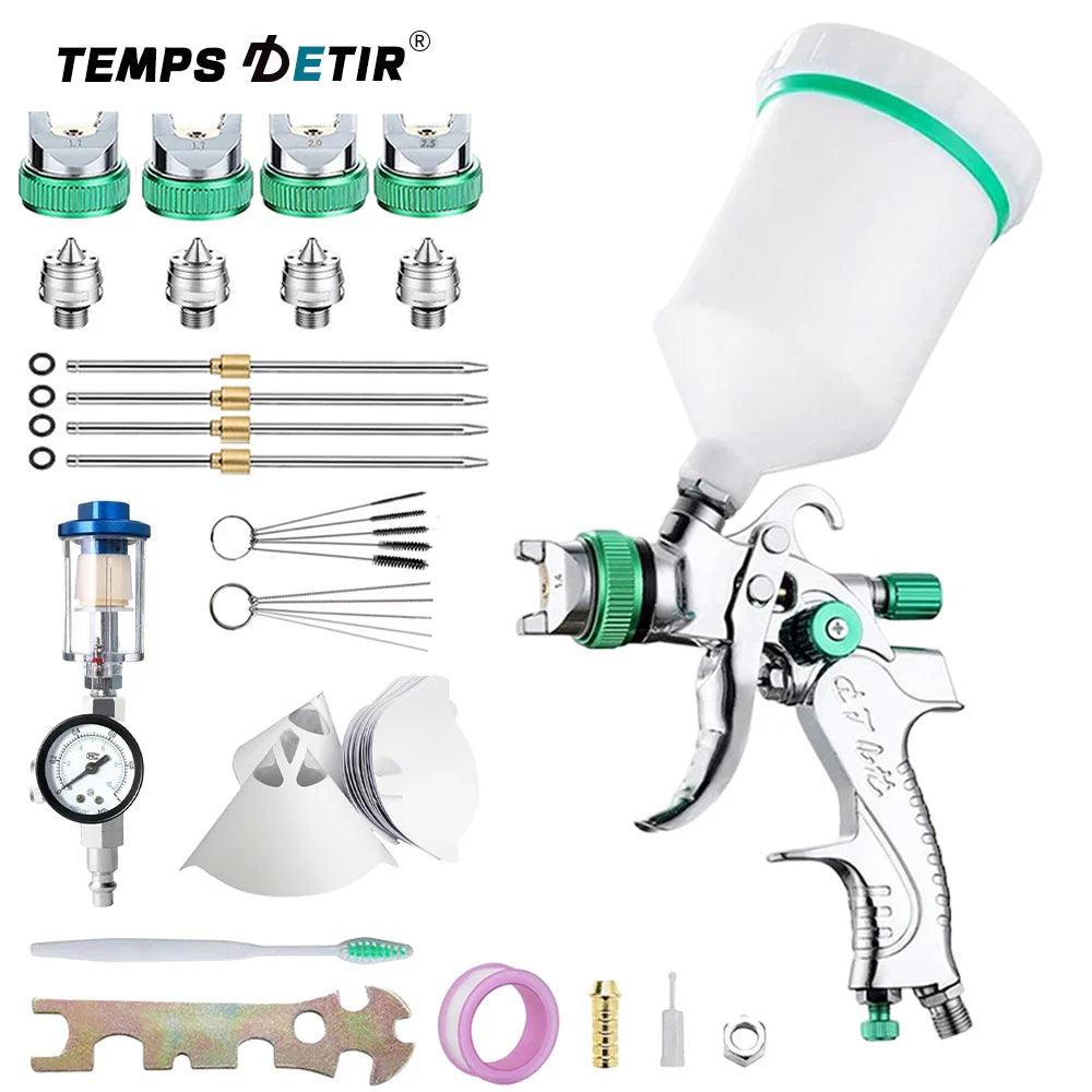 1.4/1.7/2.0/2.5mm 600ml Professional HVLP Spray Gun Plus Pressure Regulator Home Automatic Paint Spray Gun Tool, Pneumatic Tools  ourlum.com   