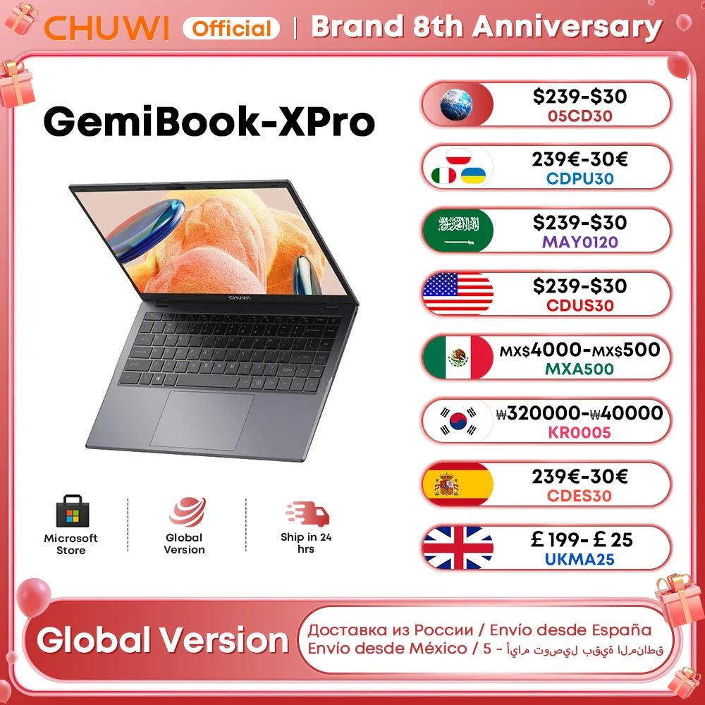 CHUWI GemiBook XPro Laptop Intel N100 Processors 8GB RAM 256GB SSD 14.1-inch UHD Screen With Cooling Fan Windows 11 Notebook  ourlum.com 8GB 256GB us Russian Federation