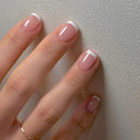 French False Nails Chic Nude White Short Square Tips Glue