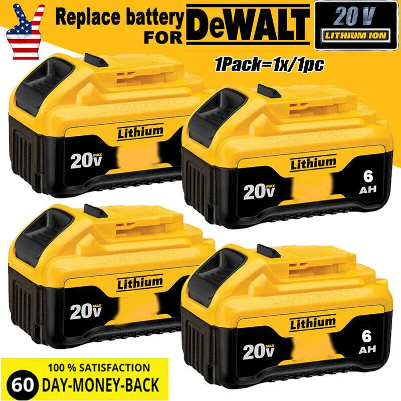 1～4Pack For DeWalt 20V 20 Volt Max 6.0AH Lithium Battery DCB206-2 DCB205-2