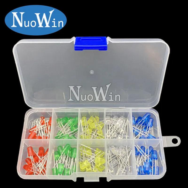 Assorted 3mm and 5mm LED Diode Kit - White, Green, Red, Blue, Yellow, Orange - F3 F5 Leds Light Emitting Diodes Electronic Component Kit  ourlum.com   