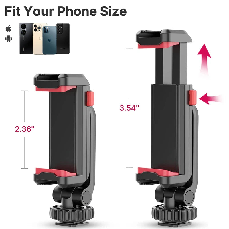 Vertical Shooting Phone Mount Holder with Dual Cold Shoe Mount for Smartphone and DSLR Cameras  ourlum.com   