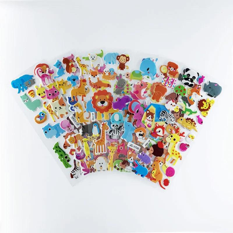 Cartoon Zoo Animals 3D Stickers - Vibrant Waterproof Kids Decor Fun & Creative  ourlum.com   