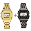 Gold Stainless Steel LED Men's Watch Modern Stylish Timepiece