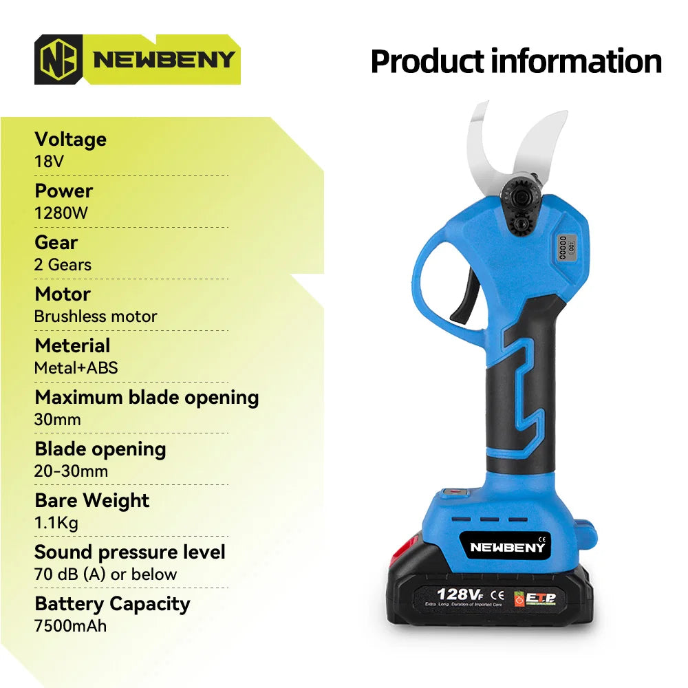 NEWBENY Cordless Brushless Electric Pruner Shears for Makita Battery