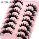 NEW 7Pairs Lashes manga Lashes 3D Clear Band Lashes Natural Look Wispy Mink Eyelashes Fluffy Cat Eye Lashes Pack Fake Eyelashes  ourlum.com 7pairsLF11  