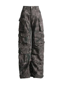 New Street Trendy Women's American Black Grey Multi Pocket Denim