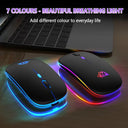 Wireless Mouse Rechargeable RGB Silent Click Multi-Device Compatibility