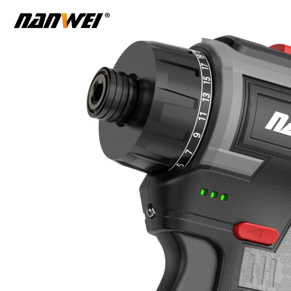NANWEI 16.8V Lithium-ion Cordless Drill Handheld Universal Brushless Double Speed Driver Cordless Screwdriver  ourlum.com   