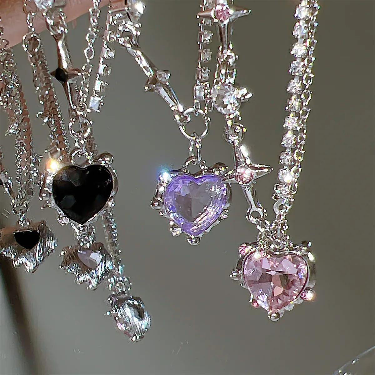 Crystal Heart Necklace - Chic Fashion Accessory for Women and Girls in 2023  ourlum.com   