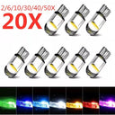 Car LED T10 W5W Glass COB 6000k Bulb Bright White Blue Red Light