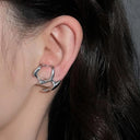 Liquid Silver Geometric Clip Earrings Y2K Punk Accessory