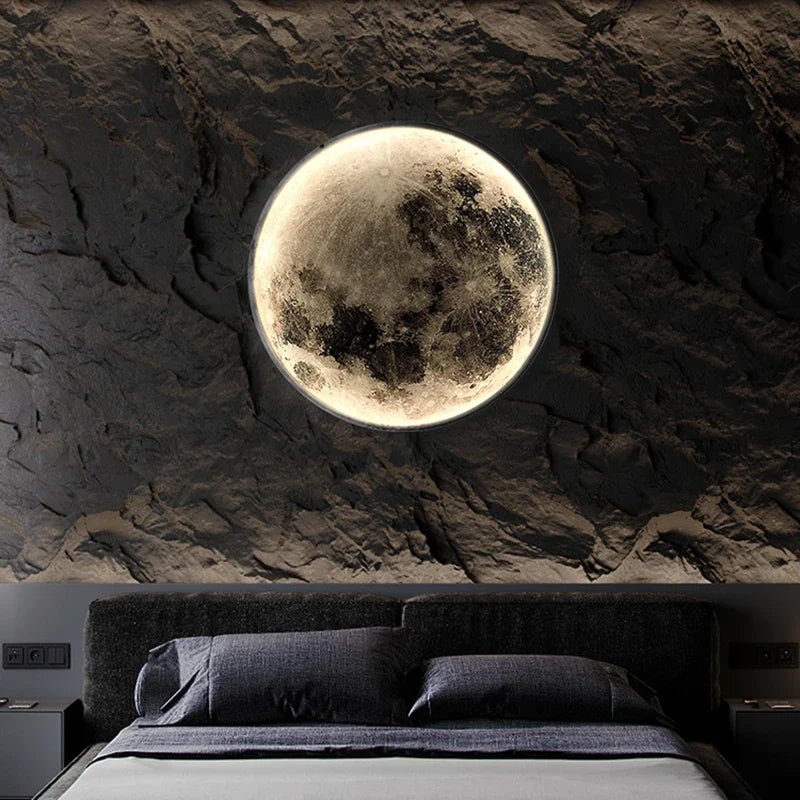 Moon wall lamp bedroom bedside moon lamp living room TV background wall light luxury creative room decoration wall hanging  lamp  ourlum.com   