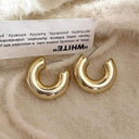 Chunky Dome Gold Teardrop Earrings Vintage Stainless Steel Hoops