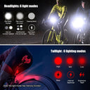 Waterproof Portable Mini Bike Lamp White Front Light Red Taillight