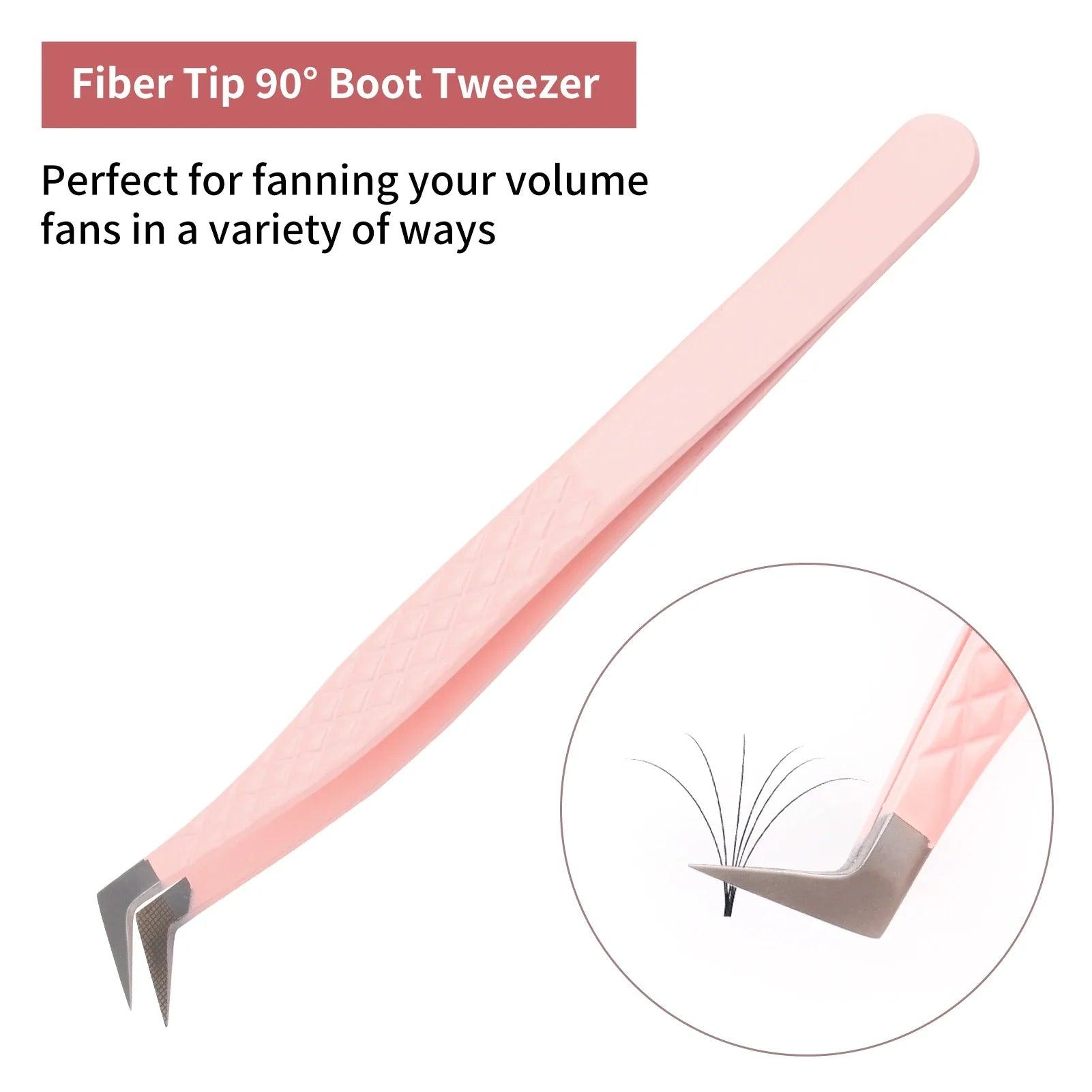 High Precision Pink Eyelash Extension Tweezers - Stainless Steel Beauty Tool for Professionals