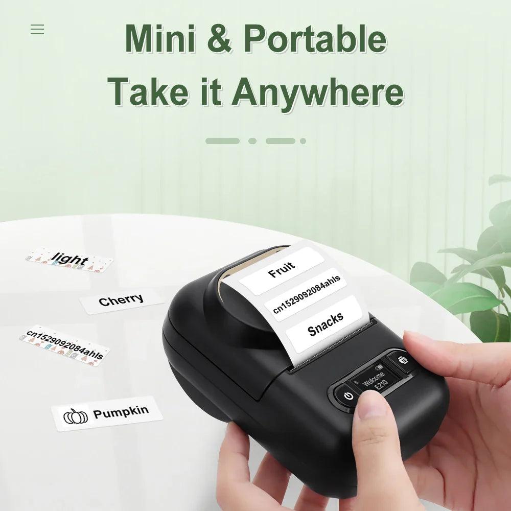 Portable Mini Printer E210: Wireless Thermal Label Maker for Barcode Price Tags - Compact Inkless Bluetooth Printer  ourlum.com   