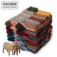Winter Wool Blend Men's Socks: Stylish Retro Fashion for Warmth