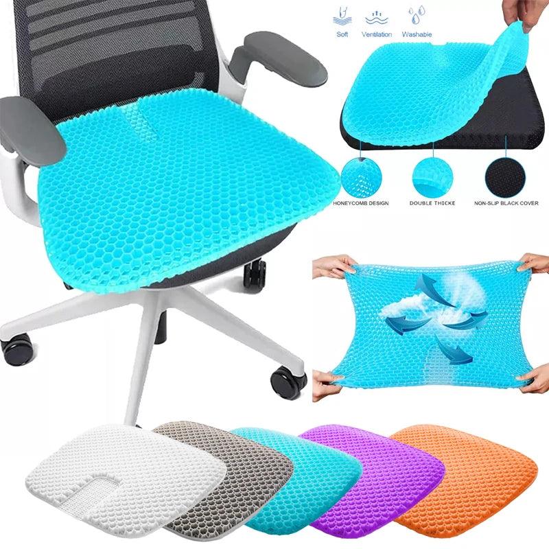 Cooling Honeycomb Memory Foam Gel Seat Cushion for Office & Car – Breathable TPR Comfort Pad