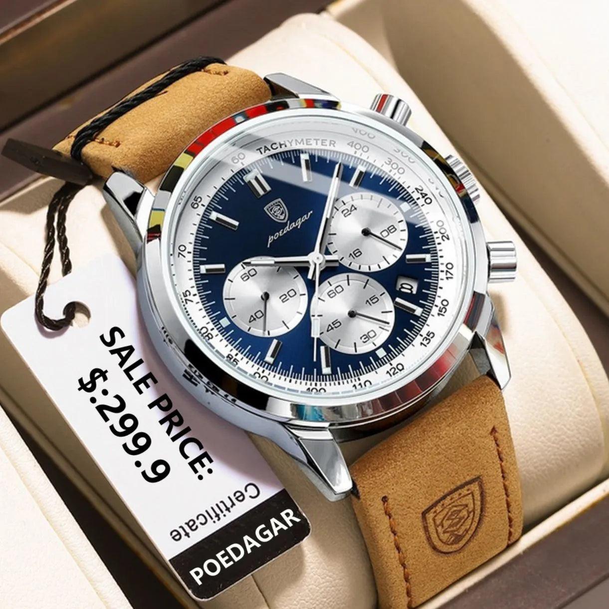Luxury Waterproof Chronograph Men's Watch with Luminous Design - Elegant Timepiece for Men  ourlum.com   
