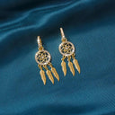 Feather Dangle Earrings Gold Zircon Jewelry for Women Shine Bright