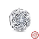 Crown Flowers Heart Silver Bead Charm Elegant Pandora Accessory