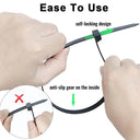 Nylon Cable Ties for Secure Cord Organization Kit Home Office