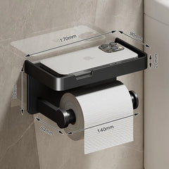 Aluminum Toilet Paper Holder: Stylish Bathroom Organizer with Phone Shelf